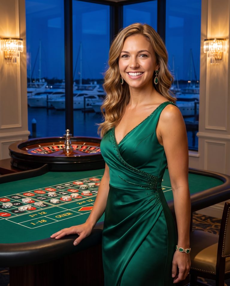 A guest stands at a private high-limit gaming salon at midnight.